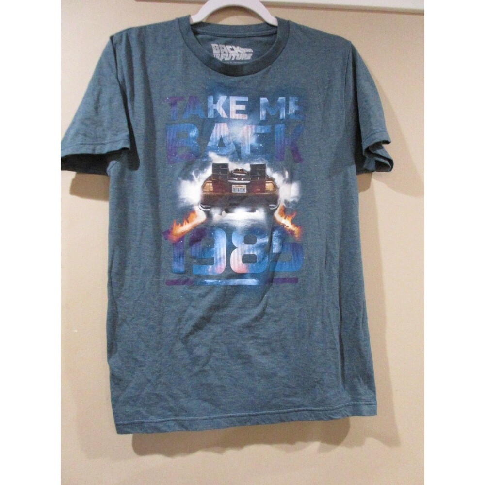 Back to the Future Graphic T-Shirt Men Small Blue "Take Me Back-1985"